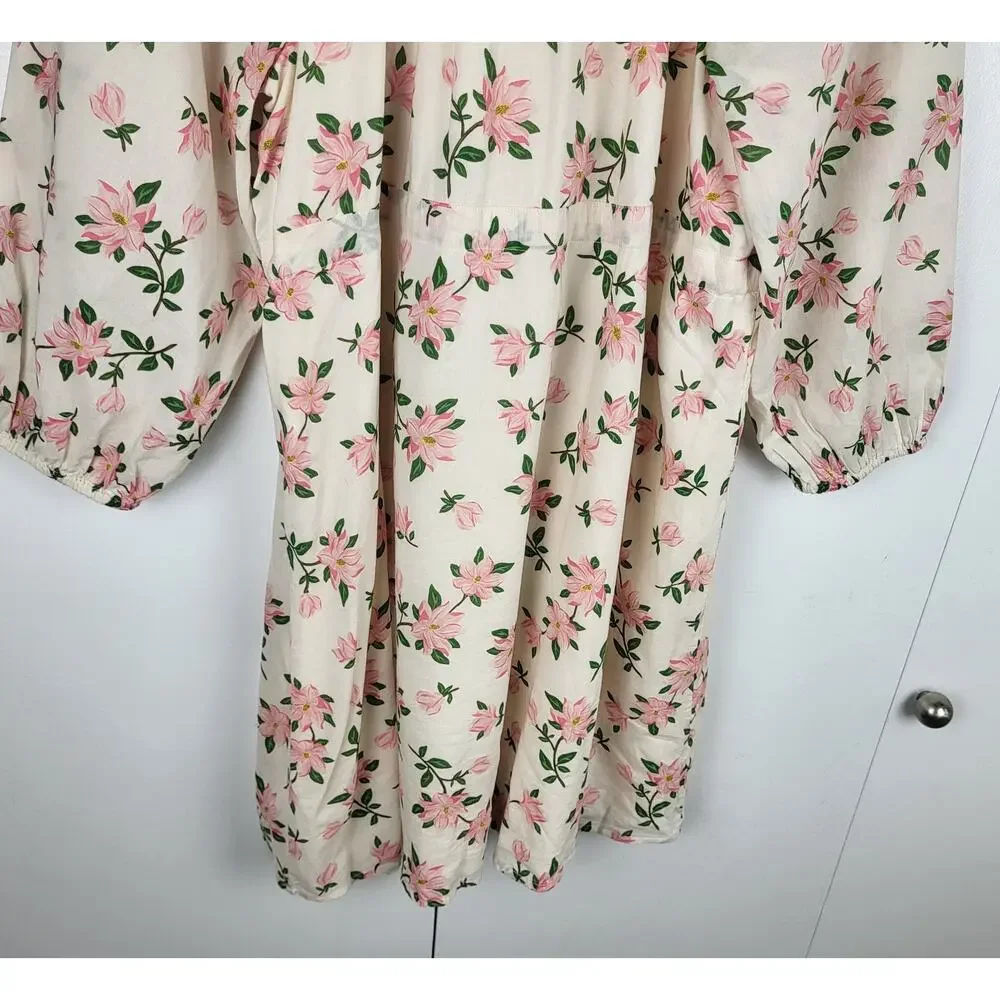 Draper James Kellie Babydoll in Floral Magnolia Dress w/ Billowing Sleeves | L - Picture 13 of 15